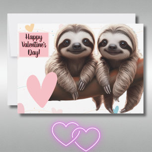Niedliche Sloth-Valentine-Liebe, die sich lustig m Feiertagskarte