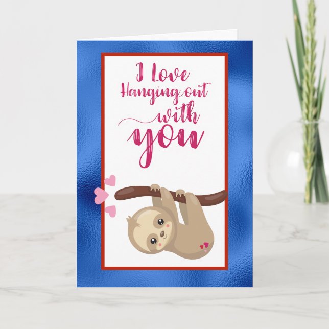 Niedliche Sloth Valentine's Day Card Feiertagskarte (Vorderseite)
