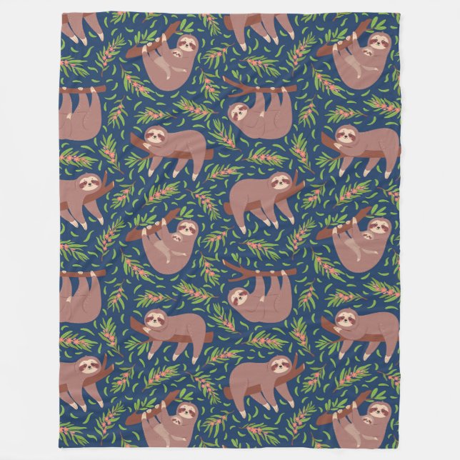 Niedliche Sloths Fleece Blanket (Vorderseite)