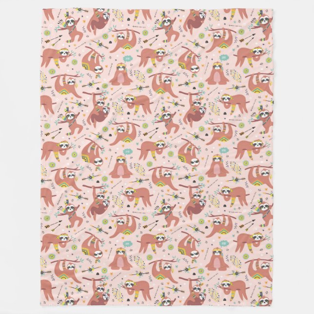 Niedliche Sloths Fleece Blanket (Vorderseite)
