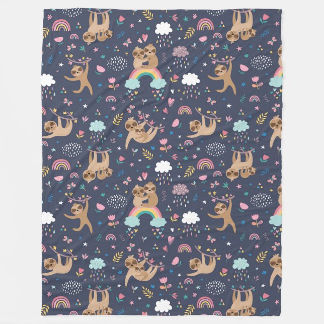 Niedliche Sloths Fleece Blanket (Vorderseite)