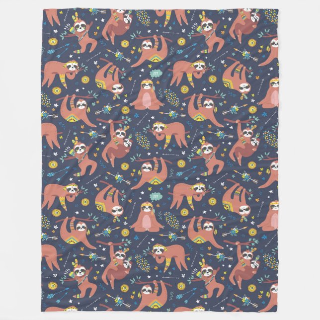 Niedliche Sloths Fleece Blanket (Vorderseite)
