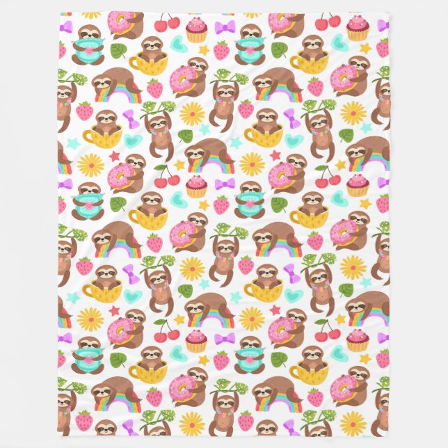 Niedliche Sloths Fleece Blanket (Vorderseite)