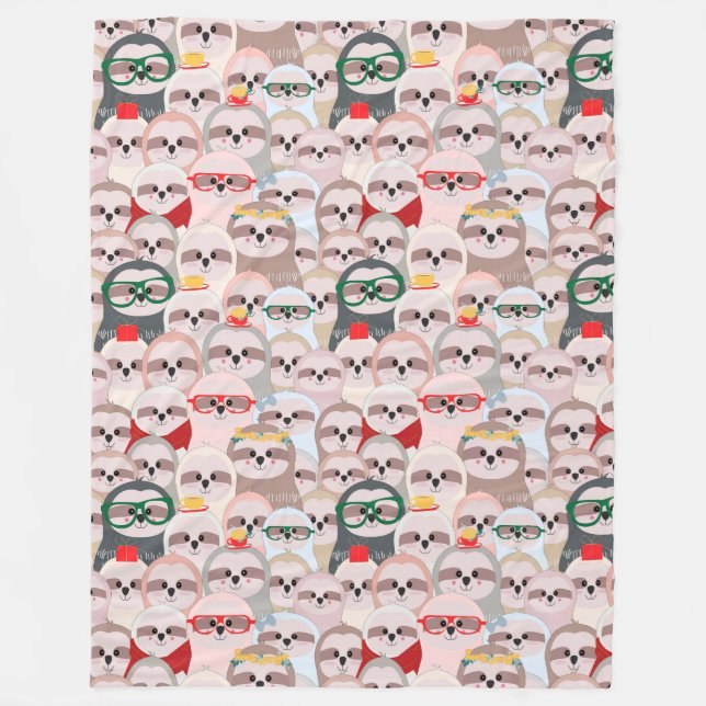 Niedliche Sloths Fleece Blanket (Vorderseite)