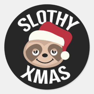 Niedliche Slothy Weihnachtsweihnachtsaufkleber Runder Aufkleber