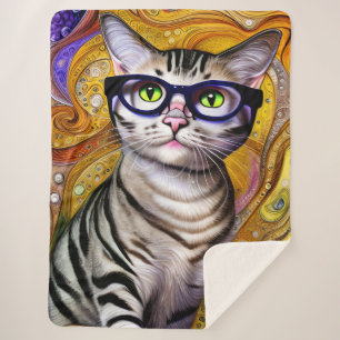 Niedliche Smart Cat Wearing Brillen Sherpadecke