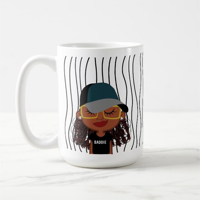 Niedliche Smirking Frau Stripte Tasse. Such dir au Kaffeetasse (Links)