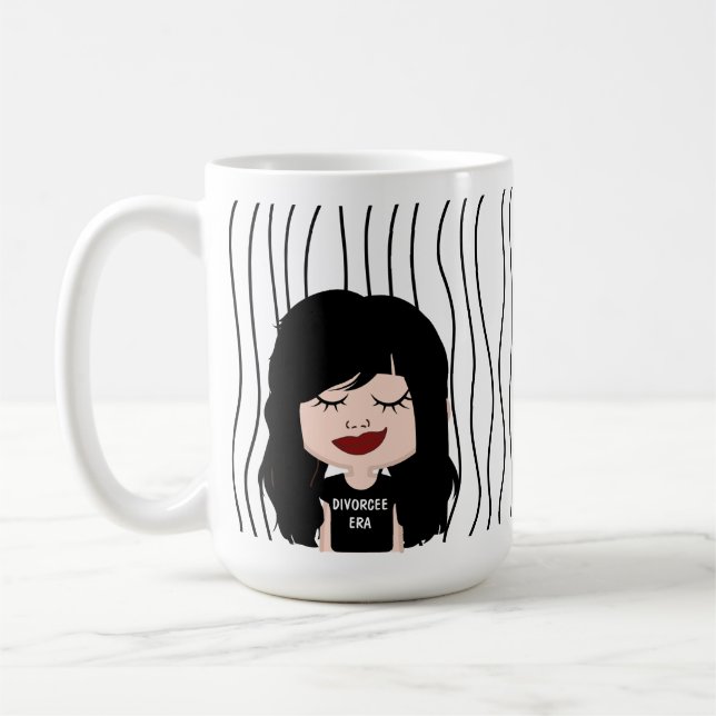 Niedliche Smirking Frau Stripte Tasse. Such dir au Kaffeetasse (Links)