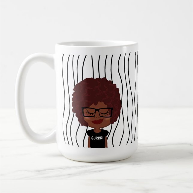 Niedliche Smirking Frau Stripte Tasse. Such dir au Kaffeetasse (Links)