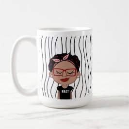 Niedliche Smirking Frau Stripte Tasse. Such dir au Kaffeetasse