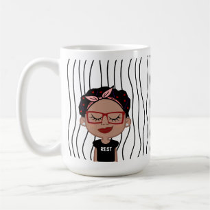 Niedliche Smirking Frau Stripte Tasse. Such dir au Kaffeetasse