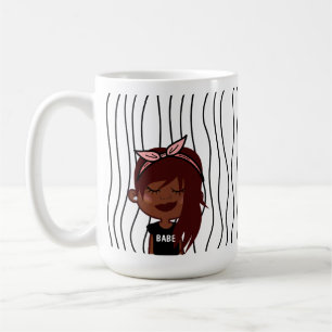 Niedliche Smirking Frau Stripte Tasse. Such dir au Kaffeetasse