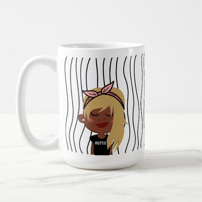 Niedliche Smirking Frau Stripte Tasse. Such dir au Kaffeetasse (Links)