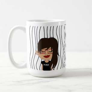 Niedliche Smirking Frau Stripte Tasse. Such dir au Kaffeetasse