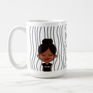 Niedliche Smirking Frau Stripte Tasse. Such dir au Kaffeetasse