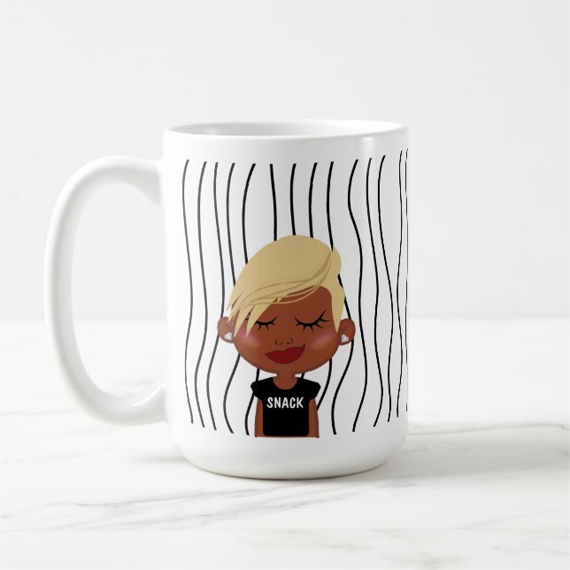 Niedliche Smirking Frau Stripte Tasse. Such dir au Kaffeetasse (Links)