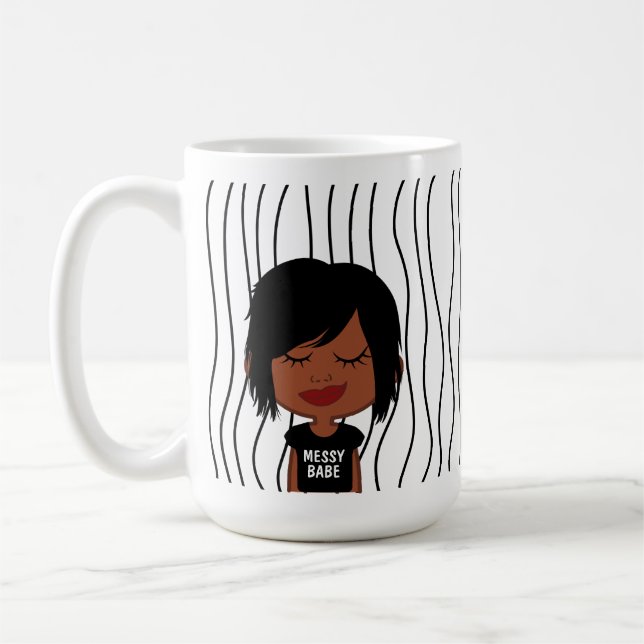 Niedliche Smirking Frau Stripte Tasse. Such dir au Kaffeetasse (Links)