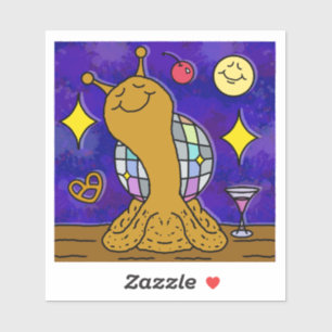 Niedliche Snail Disco Ball Happy New Year Vinyl Aufkleber