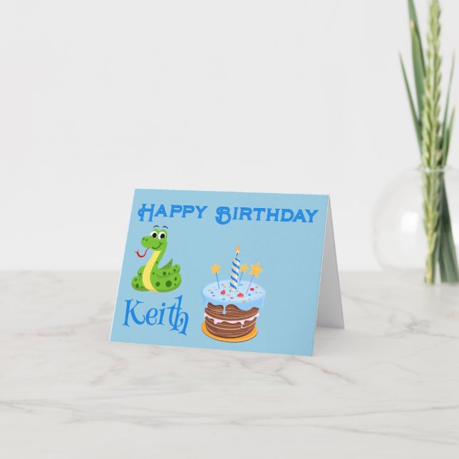 NIEDLICHE SNAKE HAPPY BIRTHDAY CARD KARTE (Vorderseite)