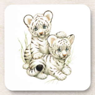 Niedliche Snow Tiger Cubs Getränkeuntersetzer
