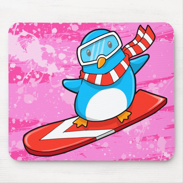 Niedliche Snowboardingpenguin-Mausunterlage Mousepad (Vorne)