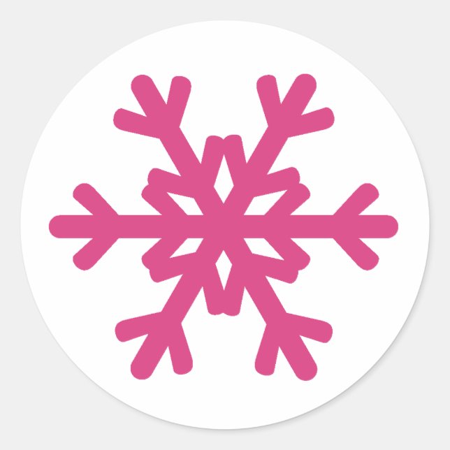 Niedliche Snowflake Hot Pink Winterkleber Runder Aufkleber (Vorderseite)