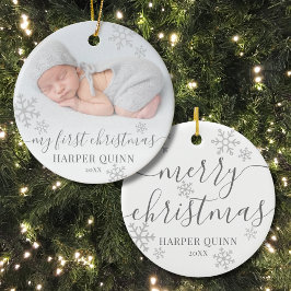 Niedliche Snowflakes Foto Baby Mein erstes Weihnac Keramik Ornament