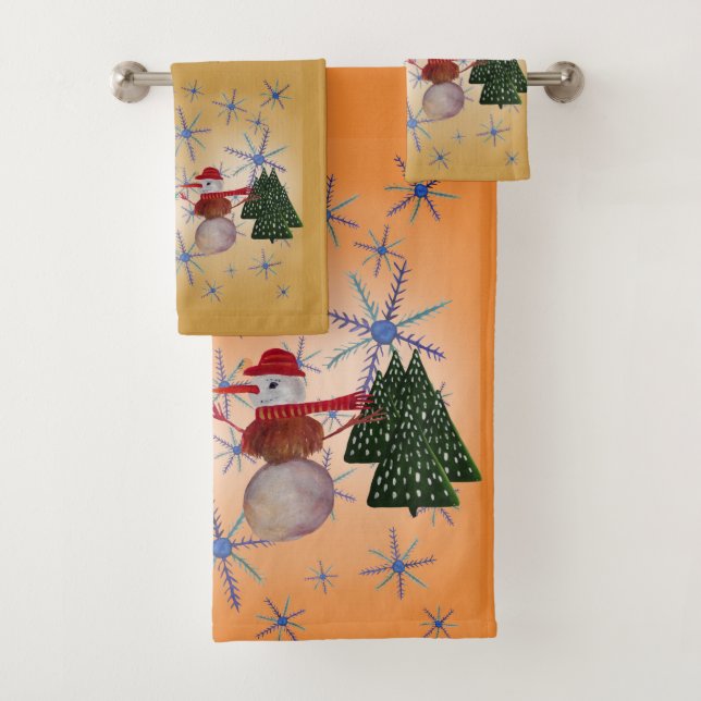 Niedliche Snowman Art Badhandtuch Set (Insitu)