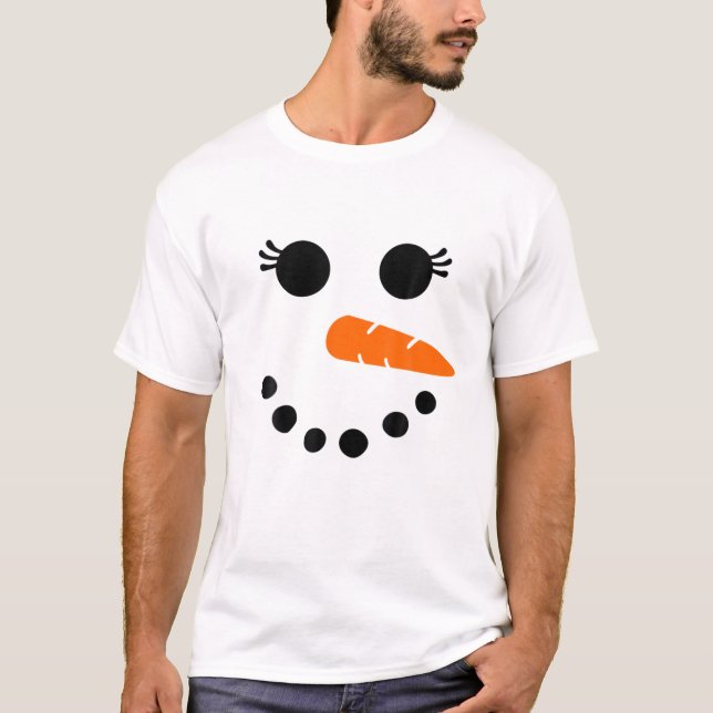 Niedliche Snowman-Face für Damen Girls Eyelashes C T-Shirt (Vorderseite)