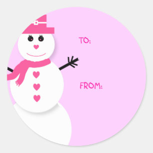 Niedliche Snowman-Gift-Tags Runder Aufkleber