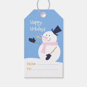 Niedliche Snowman Illustration Happy Holidays Geschenkanhänger