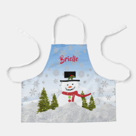 Niedliche Snowman Personalisierte All-Over-Print-S Schürze