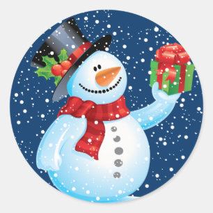 Niedliche Snowman-Weihnachtsaufkleber Runder Aufkleber