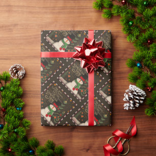 Niedliche Snowman Weihnachtsfreude Inspirivity Geschenkpapier
