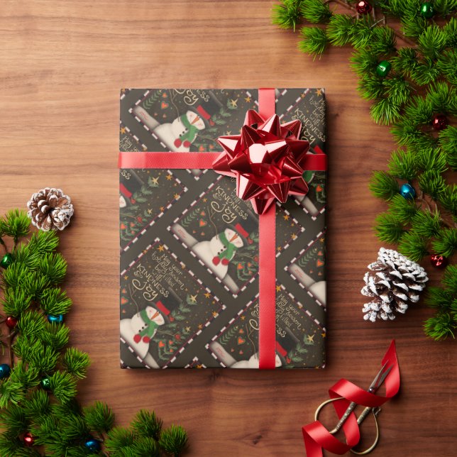Niedliche Snowman Weihnachtsfreude Inspirivity Geschenkpapier (Feiertagsgeschenk)