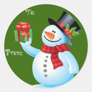 Niedliche Snowman-Weihnachtsgeschenkumbauten Runder Aufkleber