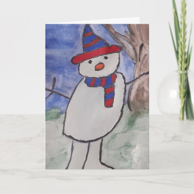 Niedliche Snowman Weihnachtskarte Karte (Vorderseite)
