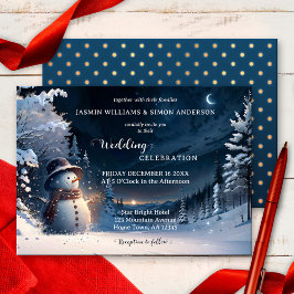 Niedliche Snowman Winter Wonderland Wedding Einladung