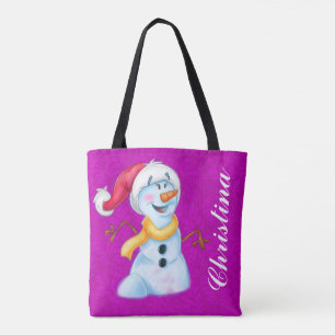 Niedliche Snowmanmädchen-Cartoon-Taschentasche