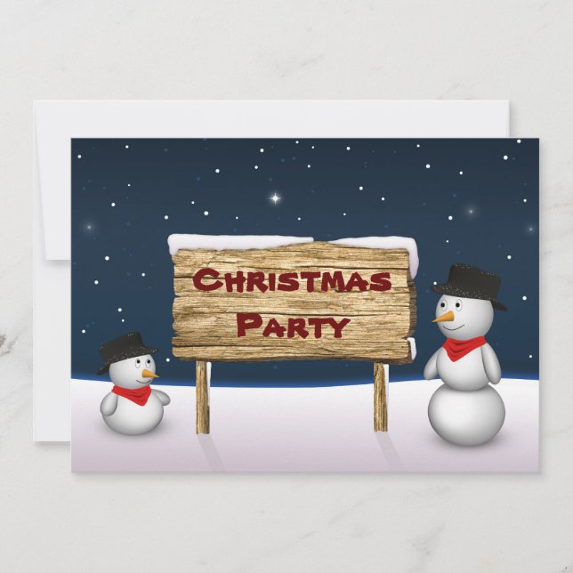 Niedliche Snowmen Frohe Weihnachten Party Einladung (Vorderseite)