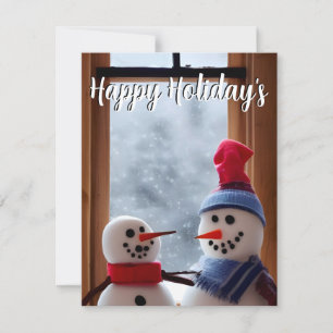 Niedliche Snowmen - Happy Holiday-Botschaft Feiertagskarte