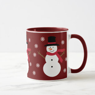 Niedliche Snowmen u. Schneeflocke-festliche rote Tasse