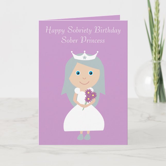 Niedliche Sober Princess Lilac Sobriety Geburtstag Karte (Vorderseite)
