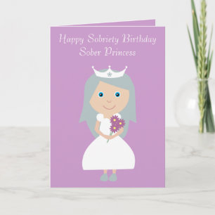 Niedliche Sober Princess Lilac Sobriety Geburtstag Karte