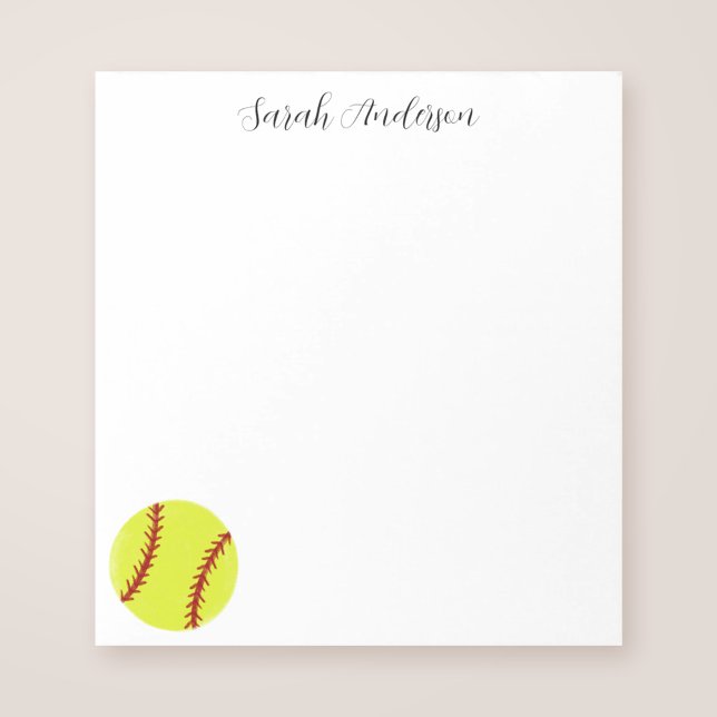 Niedliche Softball Personalisiert Notizblock (Von Creator hochgeladen)