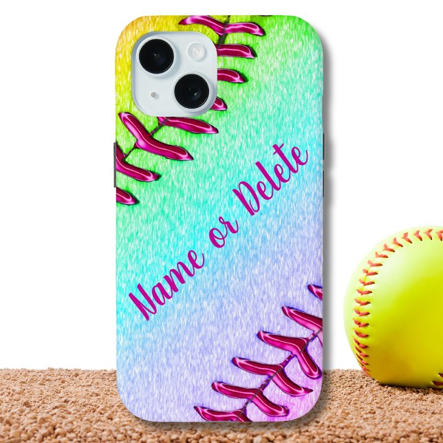 Niedliche, Softball-Telefonfälle, ÄLTERE bis NEUE  Case-Mate iPhone Hülle (Softball iPhone 15 Case. Personalized softball phone cases. Softball phone case. Rainbow Phone Case)