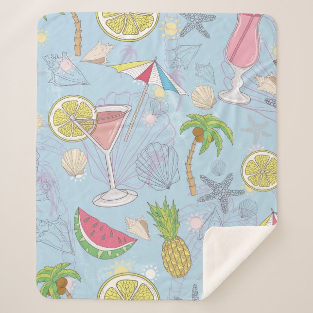 Niedliche Sommer-Illustrationsmuster mit Wassermel Sherpadecke (Vorderseite)