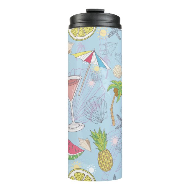 Niedliche Sommer-Illustrationsmuster mit Wassermel Thermosbecher (Vorderseite)