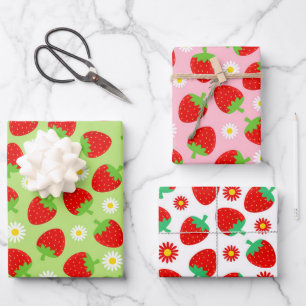 Niedliche Sommererdbeeren Geschenkpapier Set