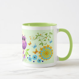 Niedliche Sommereulen, Blumen und Name-Tasse Tasse